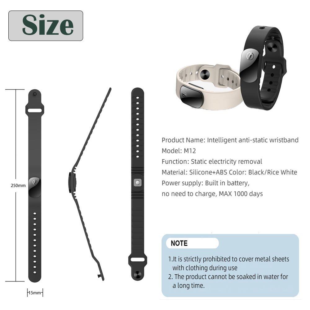 Silicone Anti-static Bracelet M12-SE Static Electricity Remover Human Body Static Eliminator