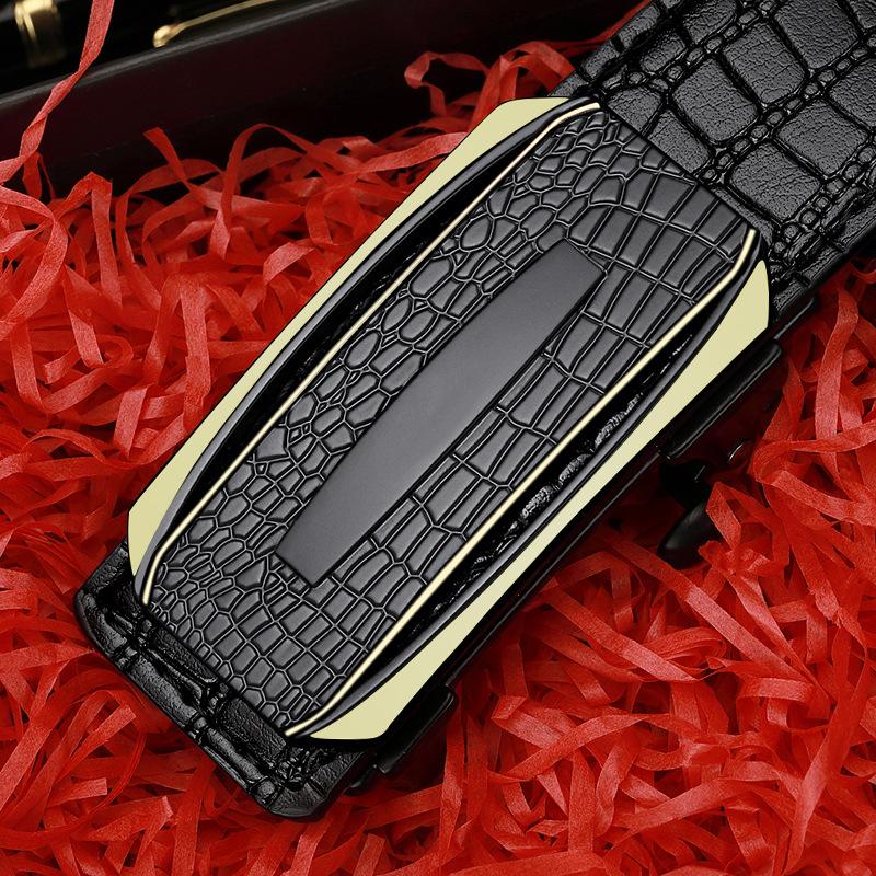 First Layer Cowhide Men's Belt Genuine Leather Automatic Buckle Casual Crocodile Belt Men's Business Belt Middle Aged and Young