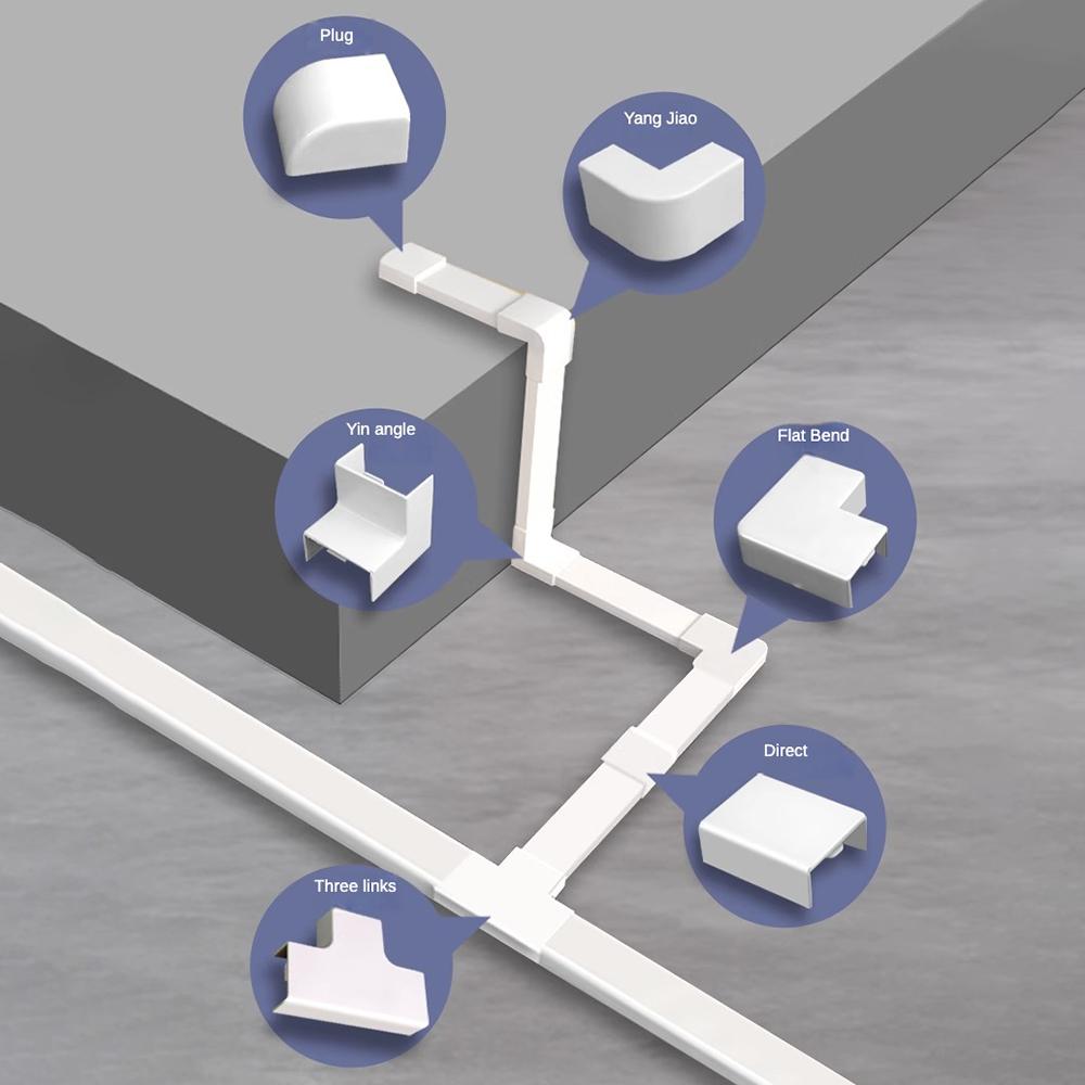

10Pcs/Set Wire Covers Connector Wall Mount TV Cable Cover Adapter Flame Retardant PVC Cable Hider Connector End Cap