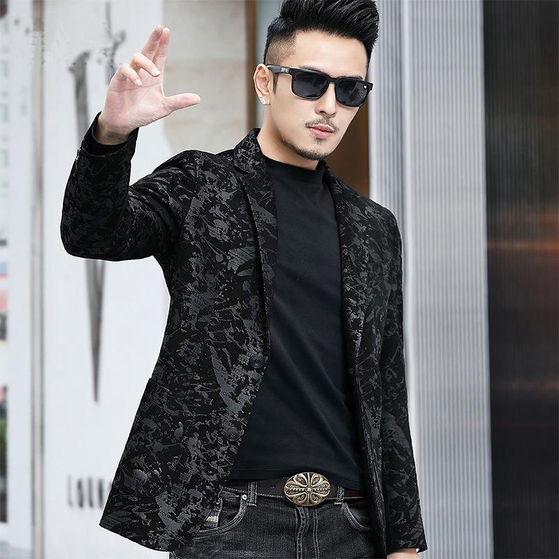 New Genuine Leather Coat Men's Suit Slim Fit Suit Sheepskin Printed Coat Spring and Autumn Fur