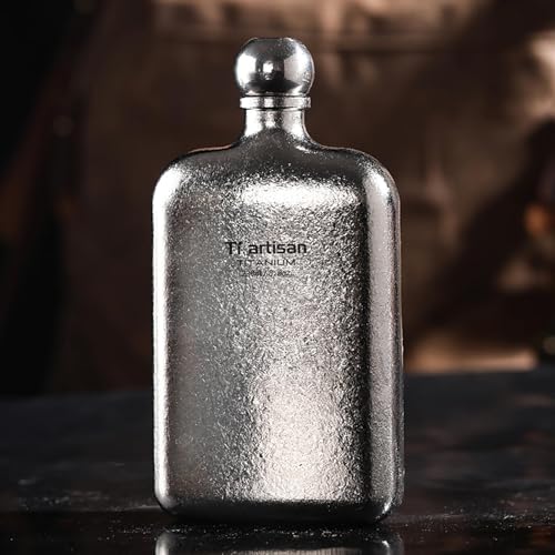 Ti Artisan Titan Weinflasche, Ultraleichte Titanflasche für Outdoor-Camping, Wandern und Bergsteigen (7,8 fl oz, Silber)