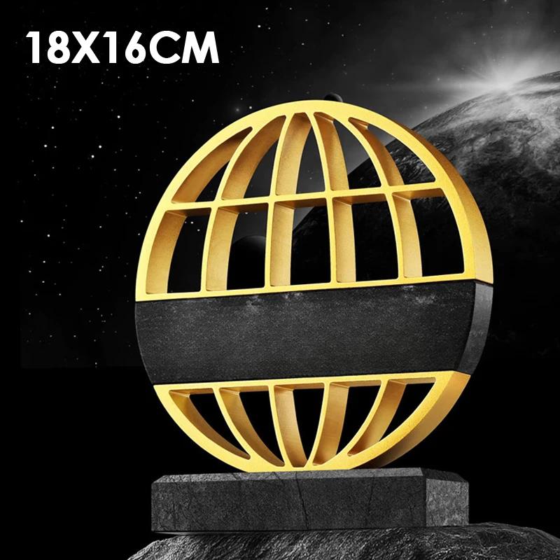 

Customized High-end Metal Marble Trophy, Gold, Silver, Bronze, Award Souvenir Commemorative Circular Earth Medal Home Decor, 1Pc