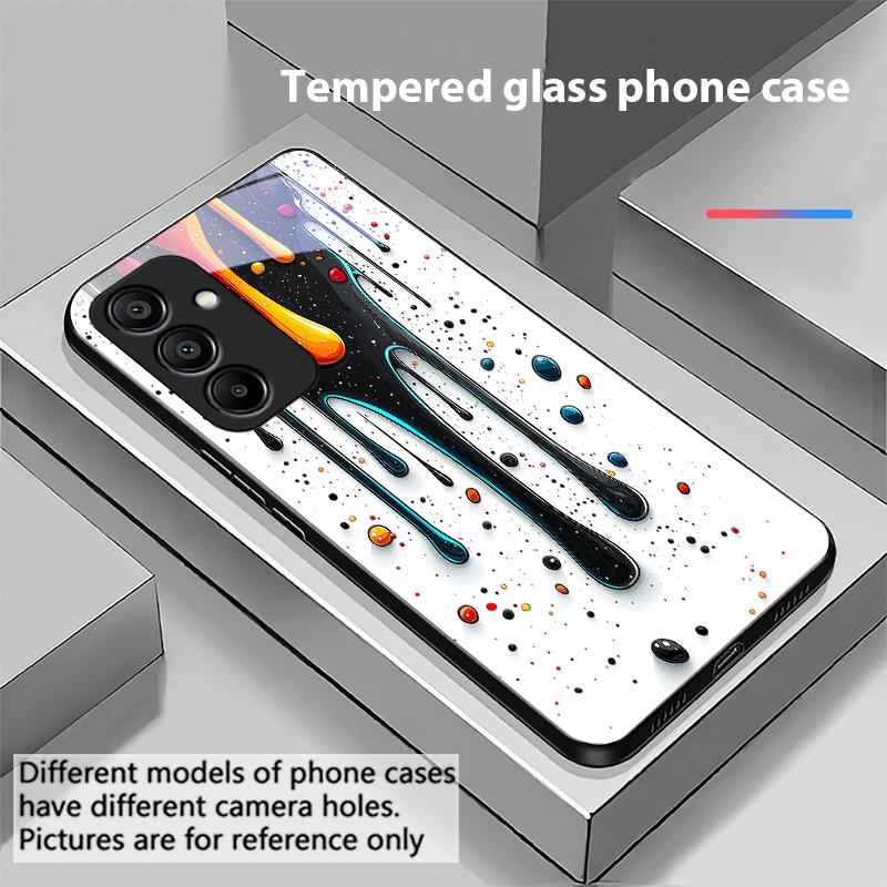 Color Ink Dot White For Samsung Galaxy A15 5G 54 4G 51 50 24 35 90 71 12 51 53 52S 80 22 34 Black Tempered Glass Phone Case
