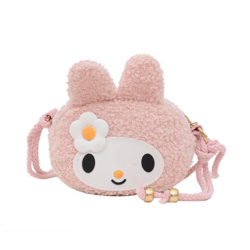 Adorable Plush Bunny Shoulder Bag For Girls Cute Floral Mini Coin Purse