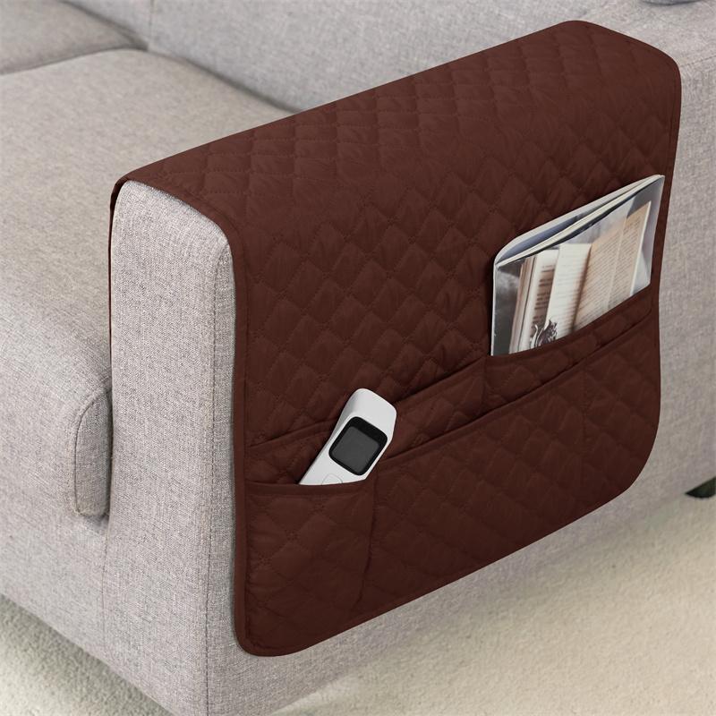 1Pc Sofa Armrest Cover With Pockets Water Repellent Plaid Furniture Couch Cover Storage Bag Chair Covers For Living Room Home