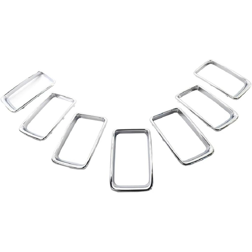 7PCS Front Grill Inserts Grille Cover Trim, Front Grill Rings Grille Inserts Cover Trim Kit, Compatible with Jeep Grand Cherokee 2014-2016, Chrome