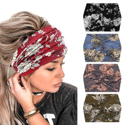 Dámska čelenka Twisted Wide, extra veľká, na cvičenie, v etnickom štýle, s kvetinovou potlačou, na jogu, v vlasovej páske, v boho štýle Twisted Thick Hair Accessories