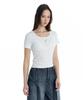 Teulimingbeodeu Essential U-Neck Ribbed T-Shirt [ White ]
