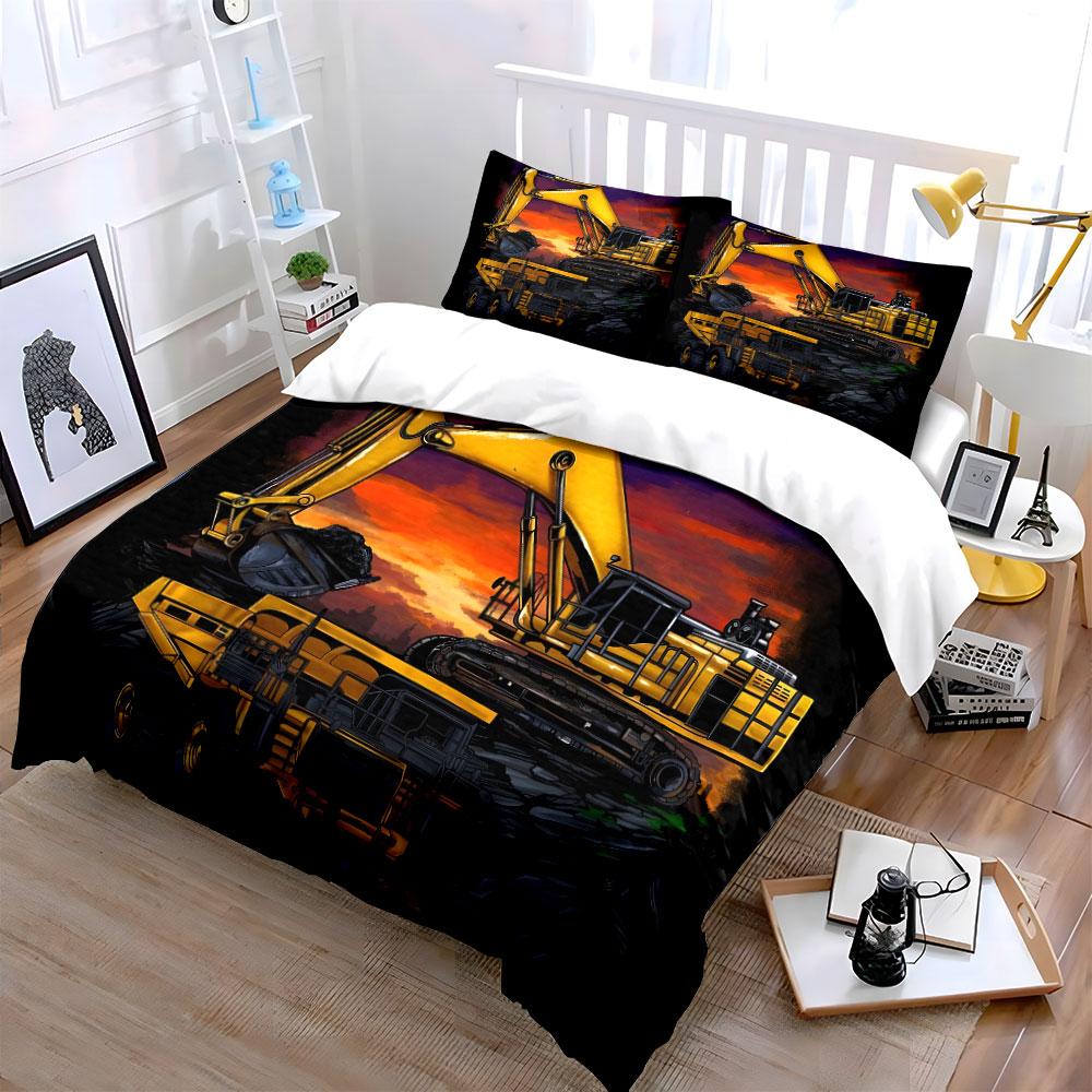 Construction Machinery Set Poster Multiple Sizes Kid'S And Adults' Bedroom Exquisite 3Pc Bedding Set, Gift