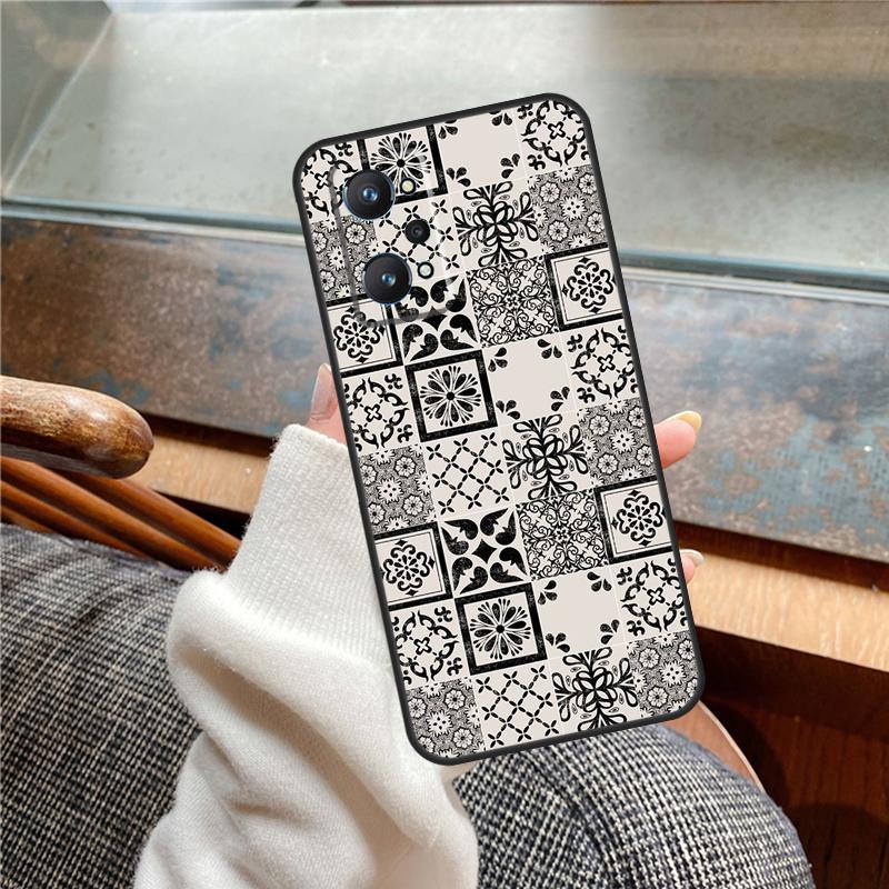 Boho Tile Mosaic Aesthetic Case For Realme 11 12 13 14 Pro Plus C53 C55 C51 C25 C63 C61 C65 C67 C71 C75 GT6 GT7 15 Pro