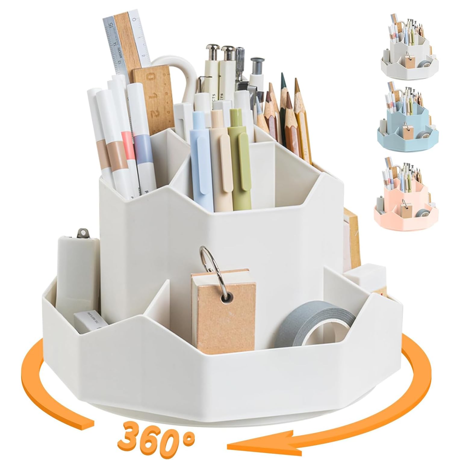 

Вращающаяся ручка Карандаш большой вместимости Карандаш Карандаш Вращающаяся ручка Многофункциональное хранение канцелярских товаров Косметика Удобно для офиса и дома Серый