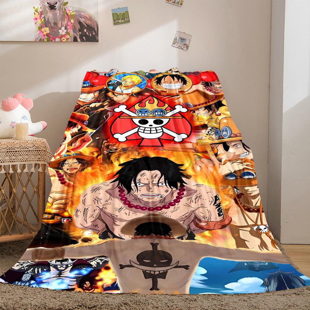 One Piece Anime Print Blanket Warm Comfortable Flannel Cover For Bedrooms, Sofas, Beds, Chairs LXR141