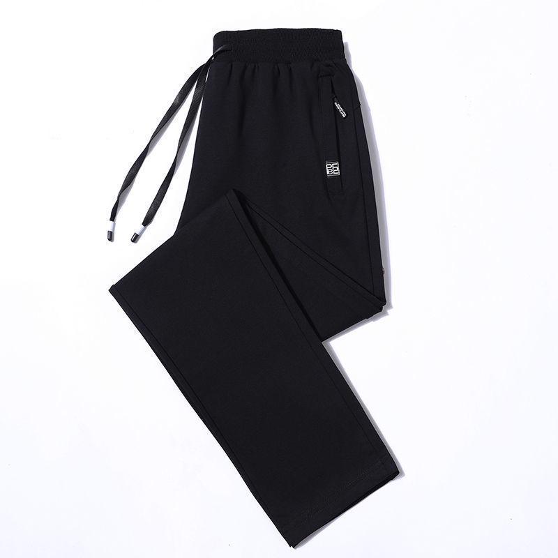 Pánské podzimní/zimní zateplené bavlněné tepláky s rovnými nohavicemi - Volný střih, nadměrná velikost, ležérní kalhoty