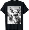 Funny Reindeer Santa Claus Selfie Christmas Sleigh T-Shirt