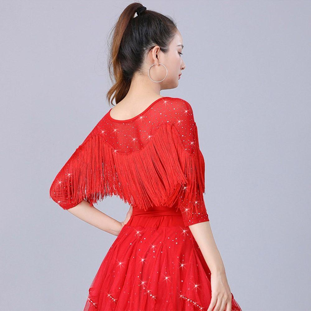 Tassel Latin Dance Top Shiny Samba Dance Top Fashion Dance Clothes  Women