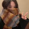 Striped Retro Thick Scarf for Girls in Winter New Korean Style Warm Scarf Versatile Shawl To Protect Against Cold and High End