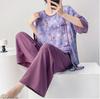 Hanfu pajamas women's spring summer new Chinese-style cotton and silk suit cotton silk medium-sleeved loose loungewear can be worn thin