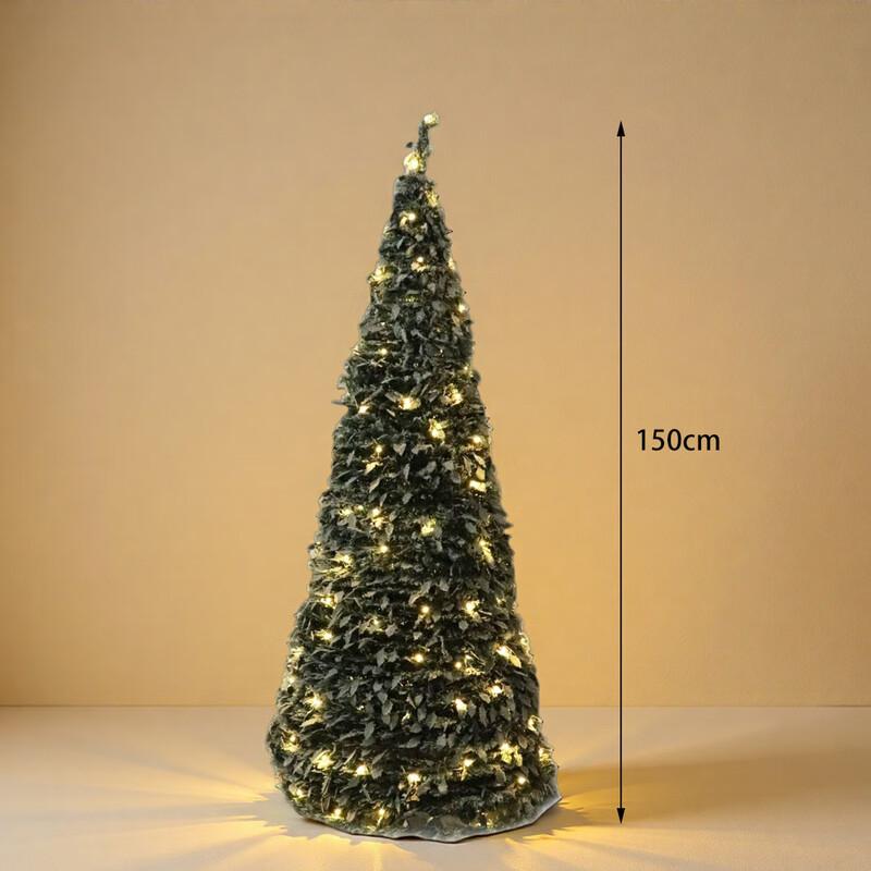 Foldable Flocked Christmas Tree with Lights