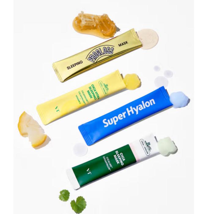 Confezione Assortita Maschere Notturne VT – Super Hyalon / Progloss / Cica Vital / Cica (4 ml × 6 pezzi ciascuno)