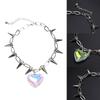 Rivets Heart Necklace Heart Pendant Clavicle Chain Choker for Women Teen Girls Rock Y2k Necklace for Halloween Jewelry