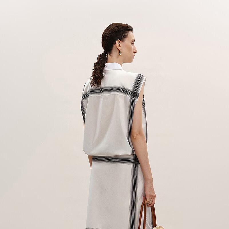 Less 2026 Summer Straight Loose Cotton Sleeveless Shirt