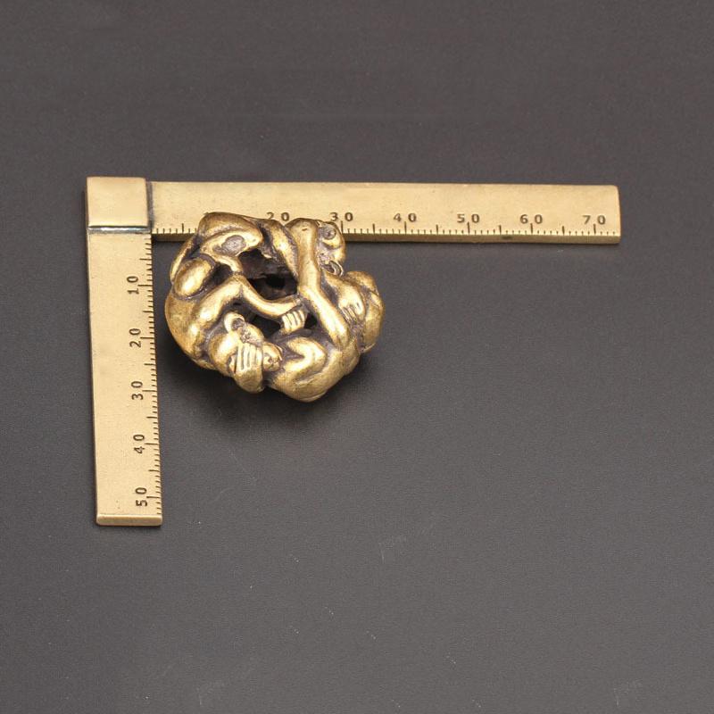 Vintage Brass Funny Three Monkeys Ornaments No See No Listen No Say Monkey Figurines Desktop Decorations Key Chain Pendants Accessories