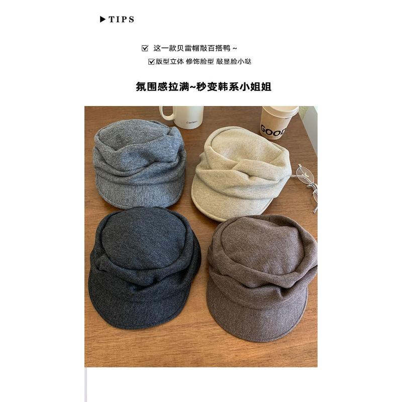 Women S Black Pleated Beret Hat Japanese Style Vintage Cloud Octagonal Hat Fall Winter