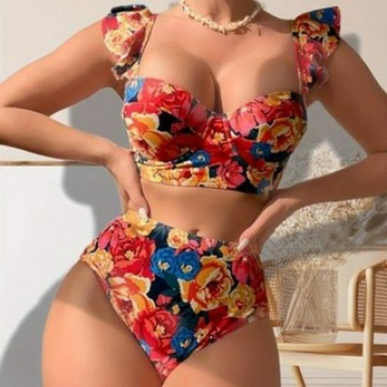 

Floral Women s Split Bikini - European & American Style Small
