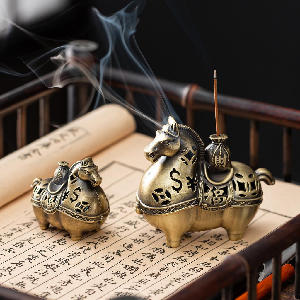 Chinese Style Incense Holder Year Of The Horse Alloy Incense Burner Aromatherapy Burner Home Decoration Creative Ornaments Gifts