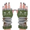Knit Fingerless Gloves Cat Embroidery Outdoor Warming Supplies Warm Open Finger Gloves for Cat Lovers Women Girls Ladies Mothers
