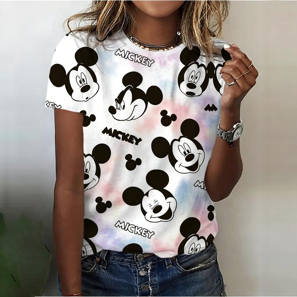 Cartoon Print Tops Fashion Simple Short-sleeved Versatile T-Shirts Women's