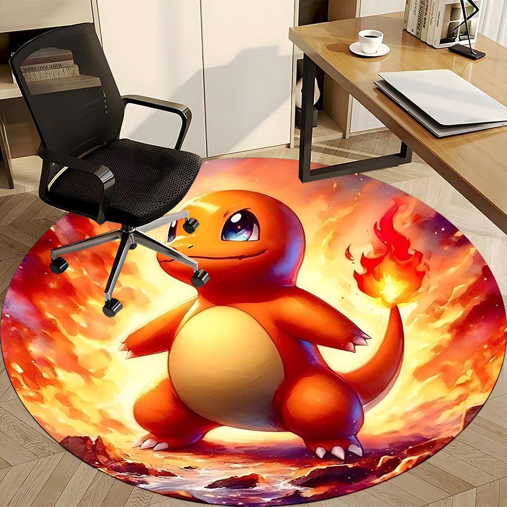1pcPokémon Flame Dragon Office Round Area Rug, Indoor Mat Suitable For Office, Bedroom Living Room Home Decor, Room Deco,  Offic a0928144
