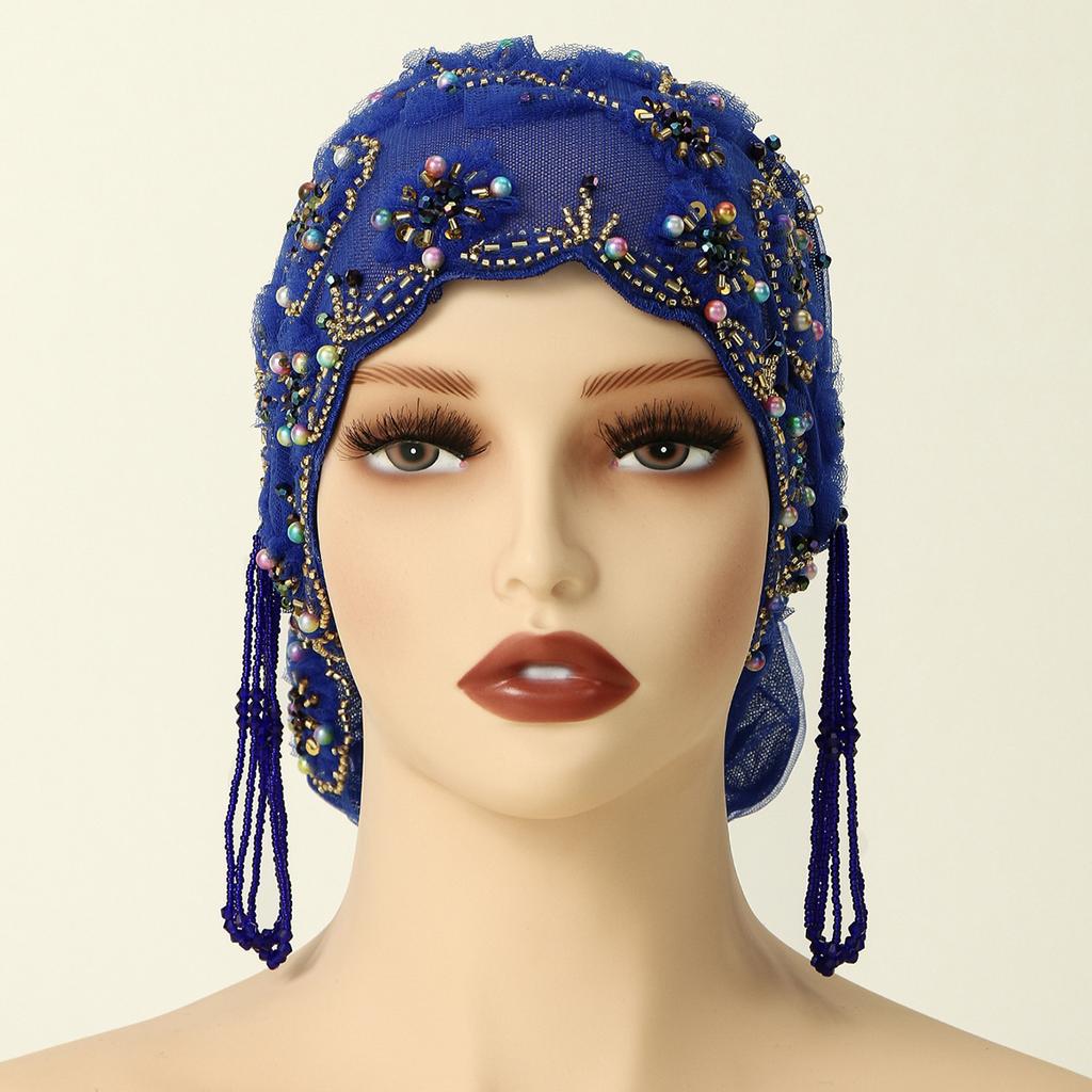 Muslim Rhinetone Lace Inner Cap Elastic Islamic Headwear for Women Prayer Cap Head Cover