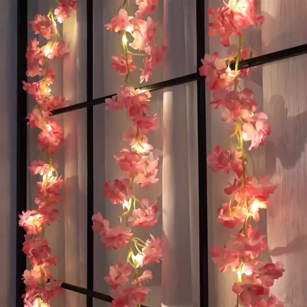 2m 6.56ft Artificial Sakura Vines 20 LEDs Fairy Lights Cherry Blossom String Light  Bridal