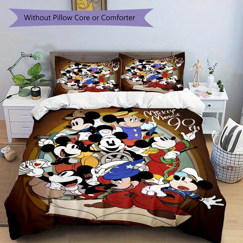 3pcs Mickey Mouse 90th Anniversary Printed Bedding Set, Soft and Comfortable Quilt Cover for Bedroom, Guest Room (1 Duvet Cover + 2 Pillowcases,