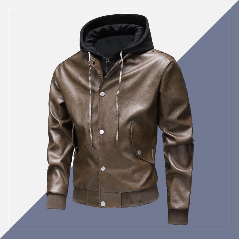 Winter New Leather Men's Loose and Handsome Motorcycle Suit Casual Collar Leather Jacket Joker Coat Men's Style