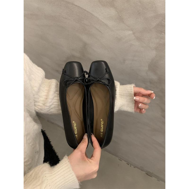 

Shoes New Year s Wind Flat Bottom Light Mouth Bow Spring New Single Shoes Late Silver French Ladle Shoes Women s, French 40 чорний