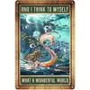 Vintage Mermaid Metal Wall Art, Nautical Poster for Beach Home Decor