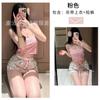 Sex underwear lace suspender top floral shorts home casual ribbed pit strip two-piece set