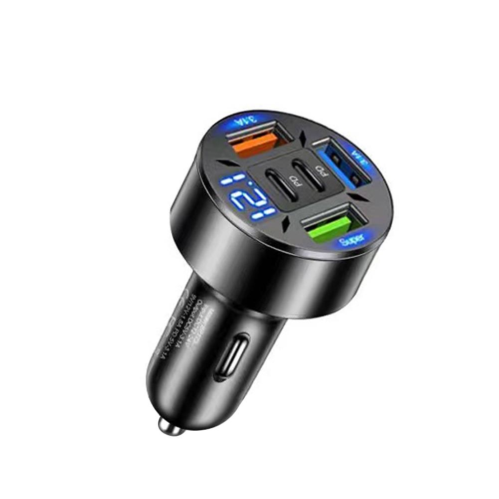 66W 3 USB Ports Car Charger QC 3.0 USB Type-c Quick Charging 5-Port USB A+USB C Fast Charging Cigarette Lighter Adapter