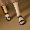 Krazing Pot Mules Cow Skin Thick Heels Peep Toe Street Wear Summer Size 42 Concise Style Elegant Women Sandals