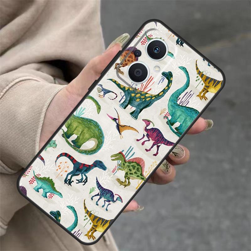 Cute Dino Dinosaur Case For OPPO Reno 14 12 11 10 13 Pro 14F 13F 12F 11F 8 7 Lite OPPO Find X9 X8 X6 Pro Cover