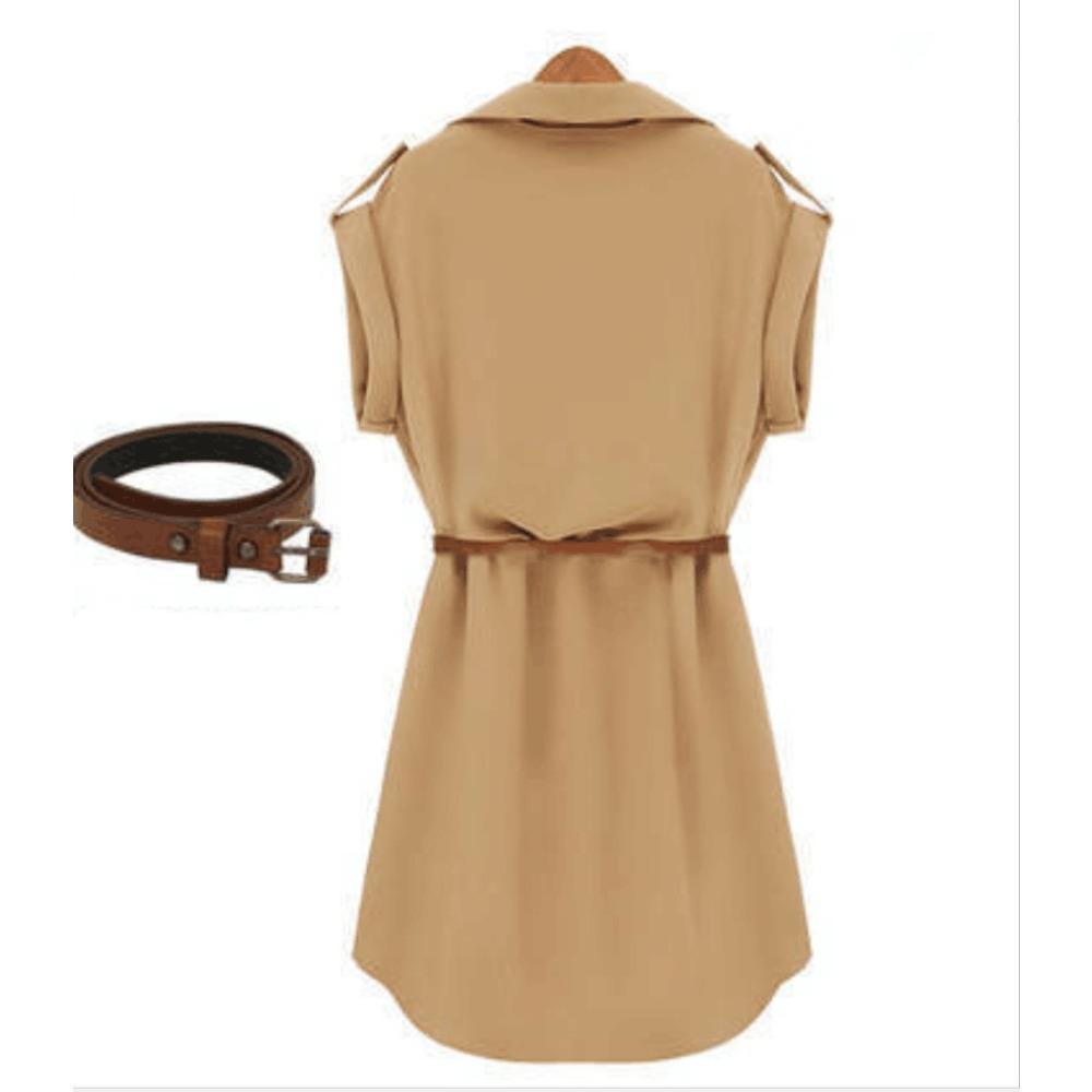 New Summer Celebrity Women's Solid Color Chiffon A-line Dress Slim Fit and Slim Mid Waist Dress