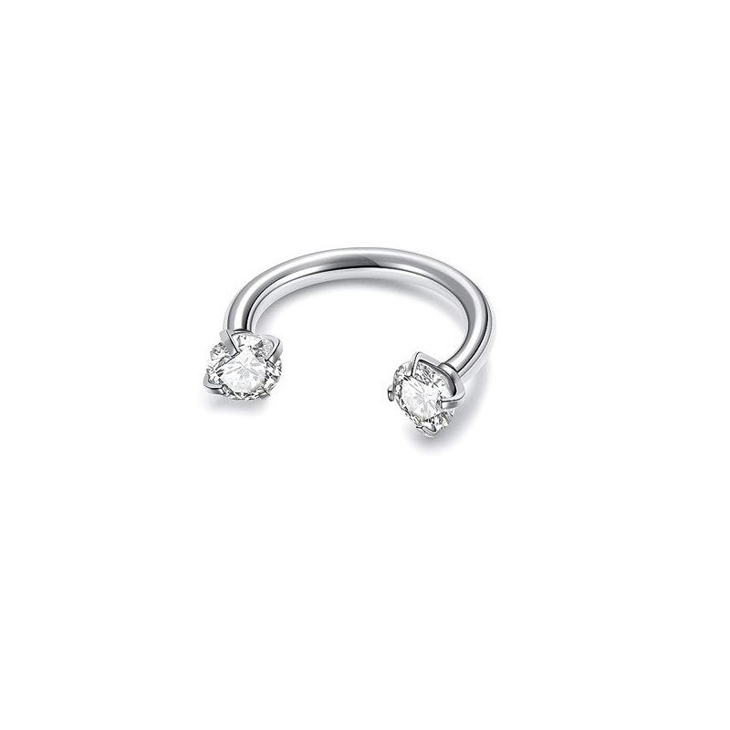 Stal nierdzewna Piercing w kształcie litery U do nosa z podwójnym cyrkonem