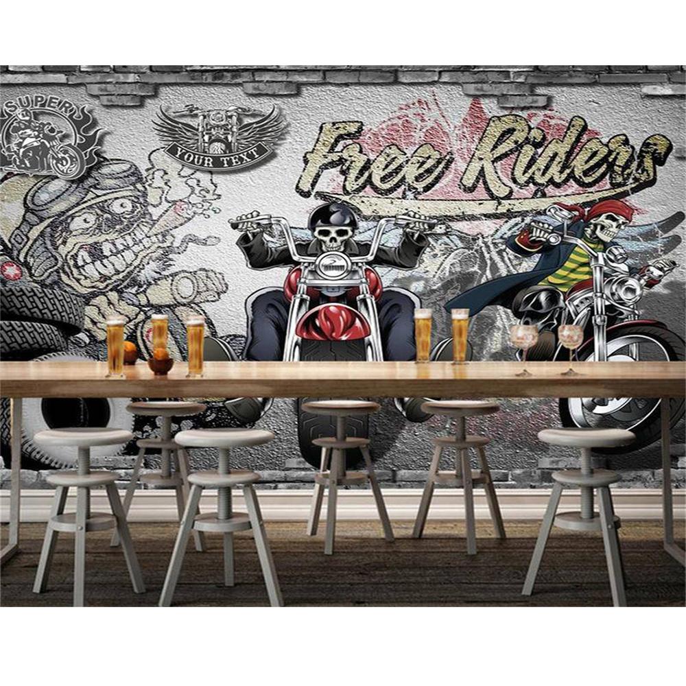 Cool 3d Graffiti Wallpaper 3d Motorcycle Car Mural Bar Cafe Club Wallpaper Car Shop Industrial Decoration Wallpaper