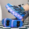 Runaway shoes boys pulley shoes 225 new girls four-wheel children's flashing light skates charging shoes