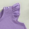 Kid Girls Shirt, Fly Sleeve Round Neck Solid Color Street Party Casual Loose Spring Summer Tops