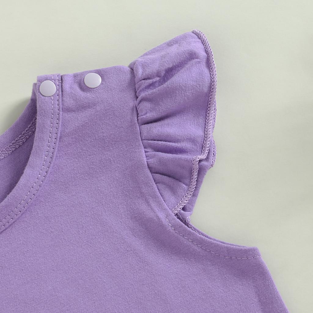 Kid Girls Shirt, Fly Sleeve Round Neck Solid Color Street Party Casual Loose Spring Summer Tops