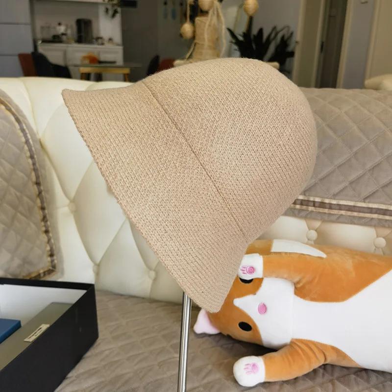 New Winter Hat Ins Wind Japanese Bucket Hats Korean Version Cute Knitted Hats Wool Bucket Hat For Women Mother Mum Gift