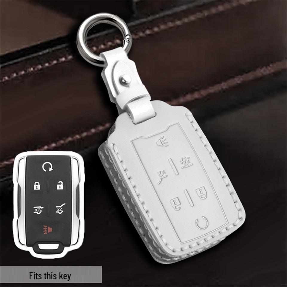 Genuine Leather Car Key Case & Creative Keychain for GMC Pickup